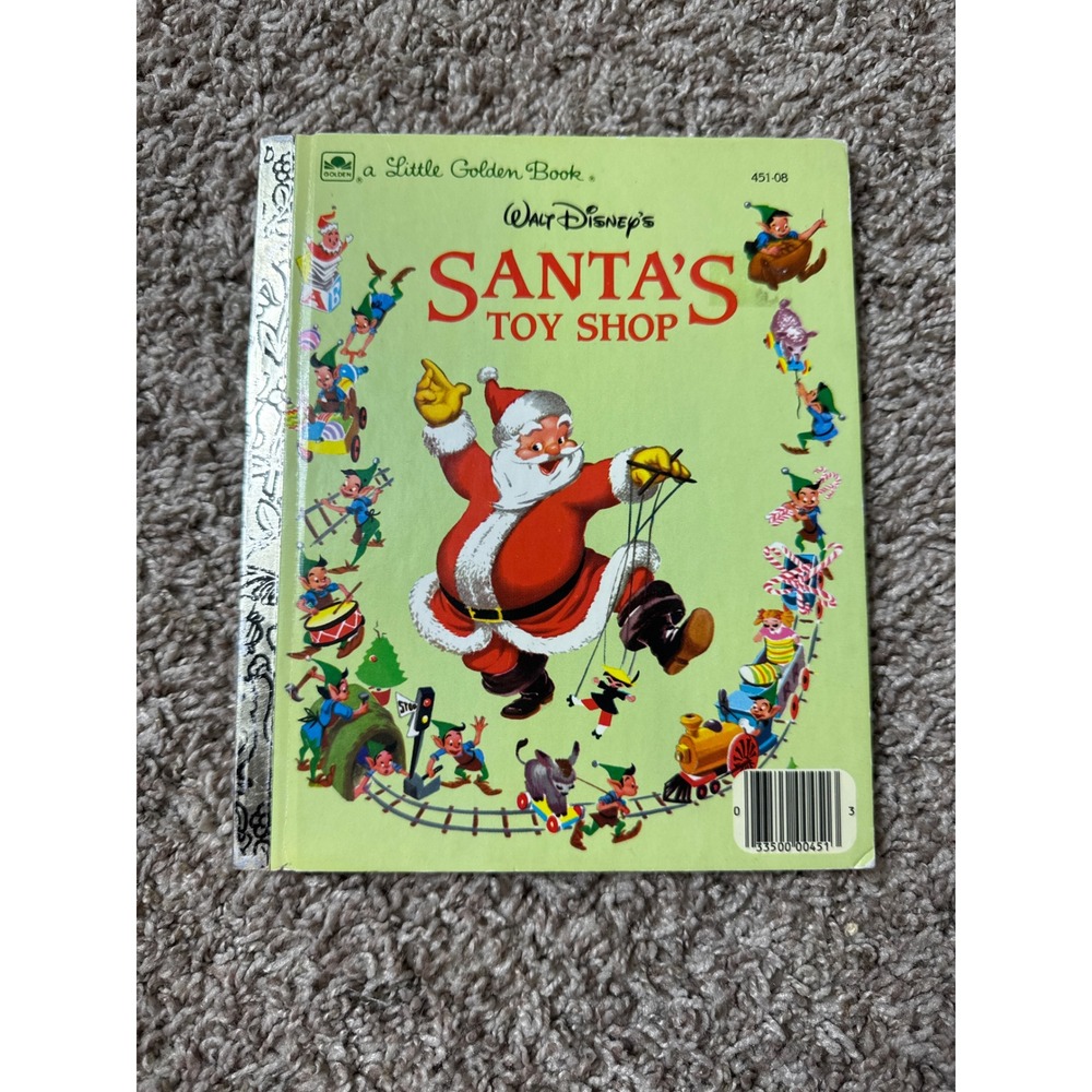 Walt Disney Santa's Toy Shop Little Golden Book Christmas Vintage 451-08
